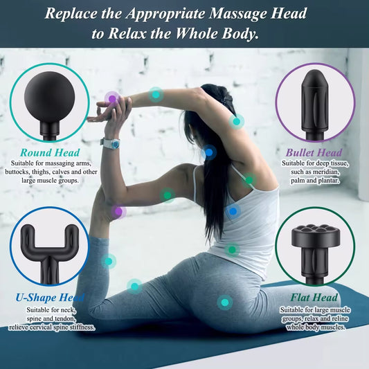 Massage Gun Deep Tissue- Handheld Muscle Massager with 4 Massage Heads