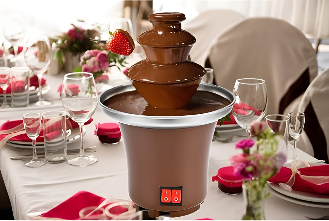 CHOCOLATE FOUNTAIN 3-TIER MINI CHOCOLATE Tower Three Layer MELTING Fondue Pot