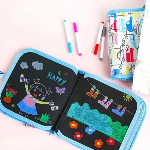 Erasable & Reusable Doodle Magic Blackboard Book with 3 Color Markers