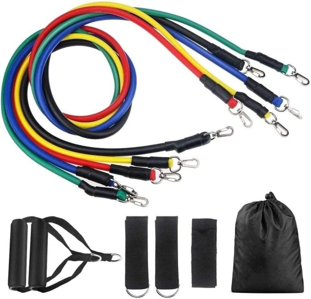 11 Piece Fitness Resistance Bands Set | Home & Gym Workout
