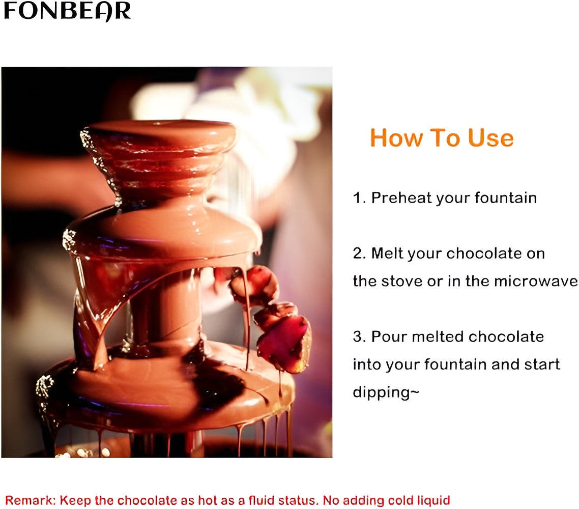 CHOCOLATE FOUNTAIN 3-TIER MINI CHOCOLATE Tower Three Layer MELTING Fondue Pot