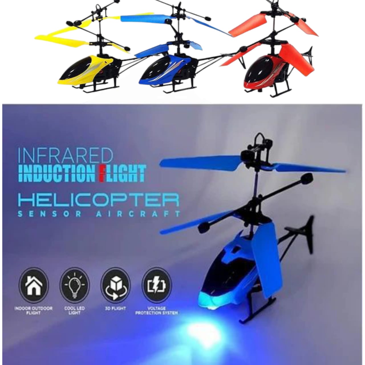 Infrared Induction LED Helicopter – Hand Sensor Controlled & Rechargeable Flying Toy