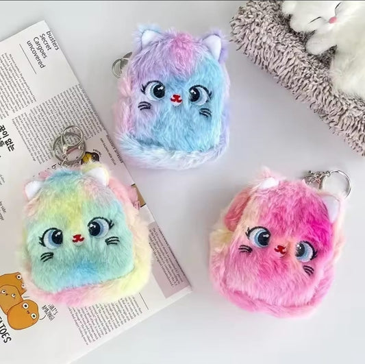 1pc Kawaii Rainbow Color Keyring Coin Purse for Girls