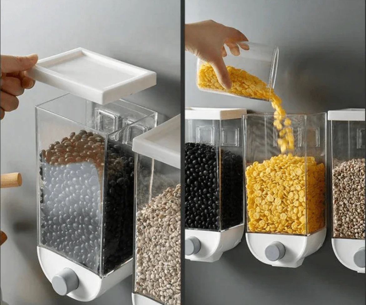1Pc 1500ml Wall Mounted Rice & Grain Storage Box