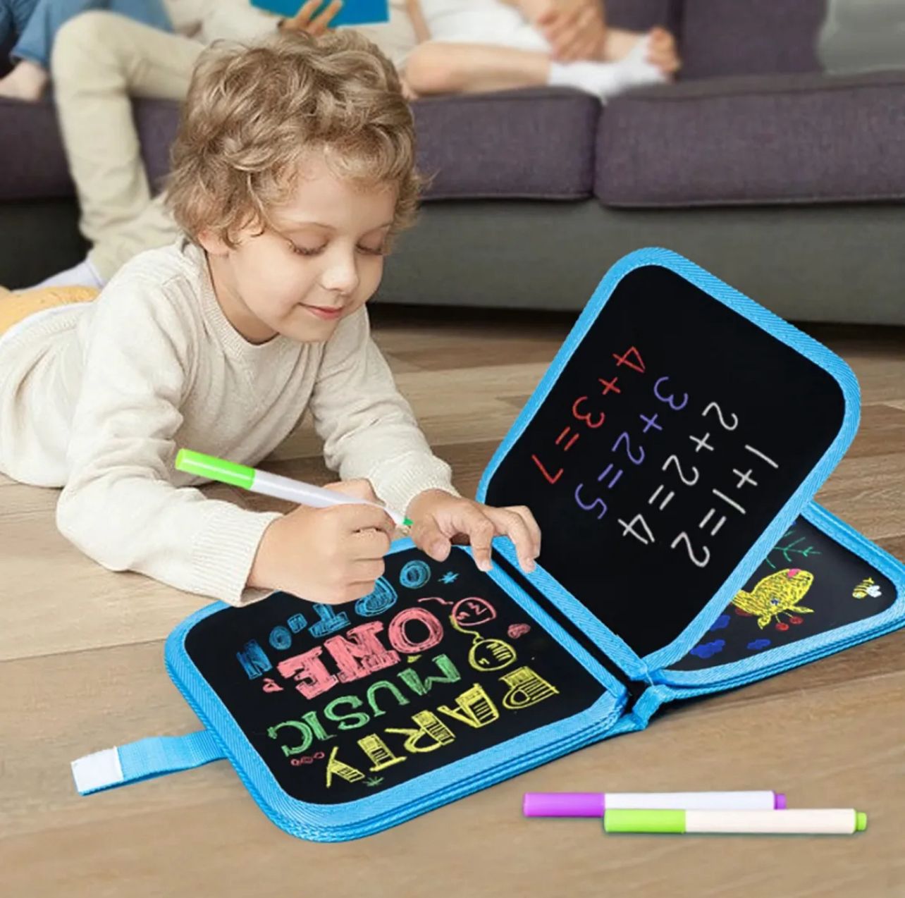Erasable & Reusable Doodle Magic Blackboard Book with 3 Color Markers
