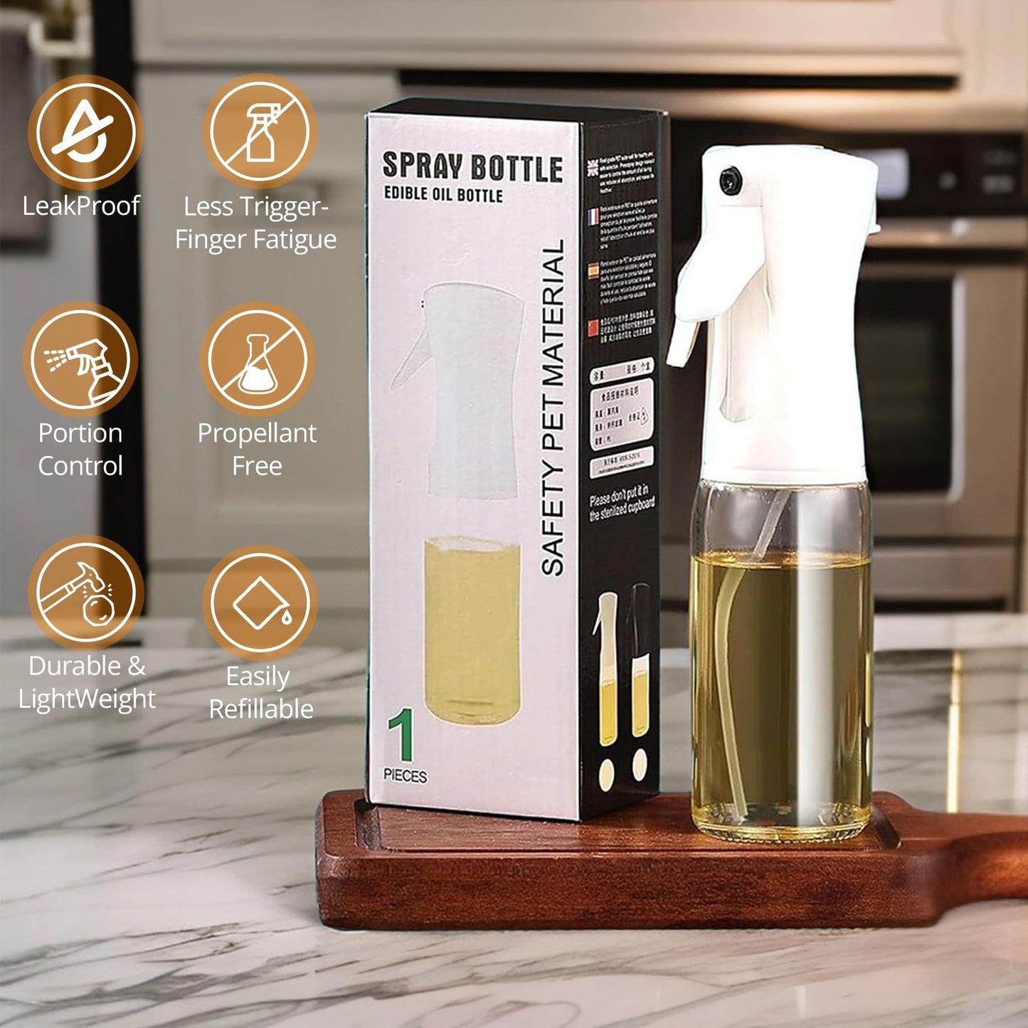 Oil Spray Bottle With Brush | For Air Fryer, Baking & Grilling (Random Colour)