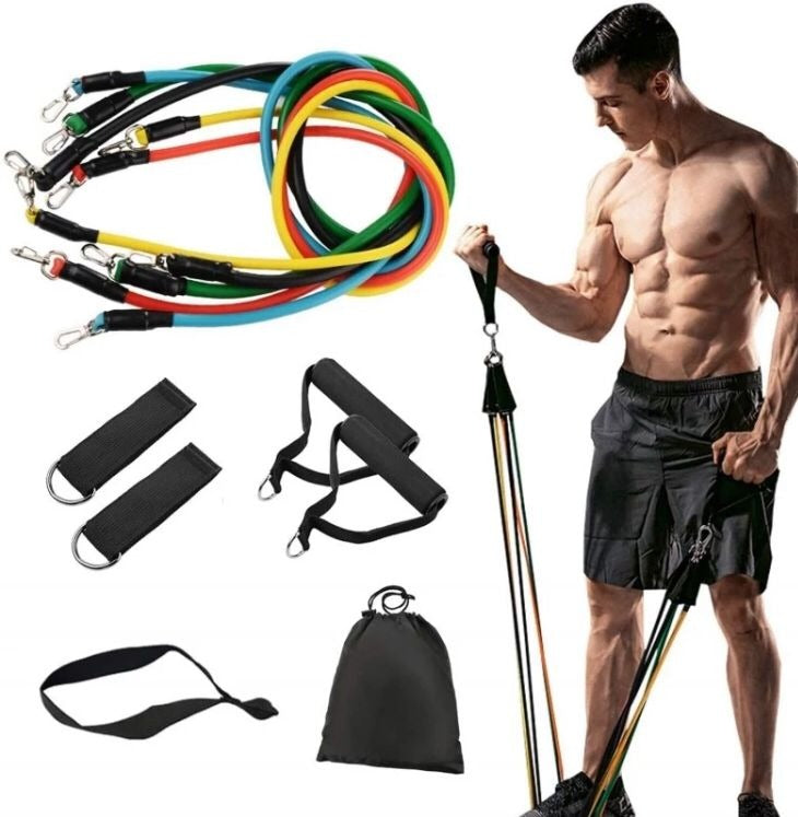 11 Piece Fitness Resistance Bands Set | Home & Gym Workout