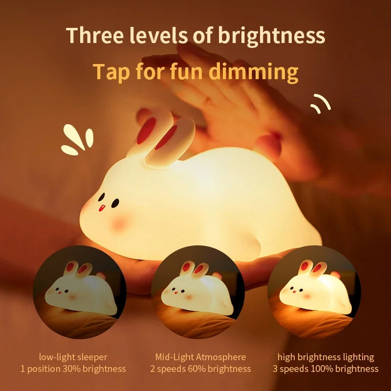 Rabbit Silicone Lamp – Soft Touch Night Light for Kids & Home Decor