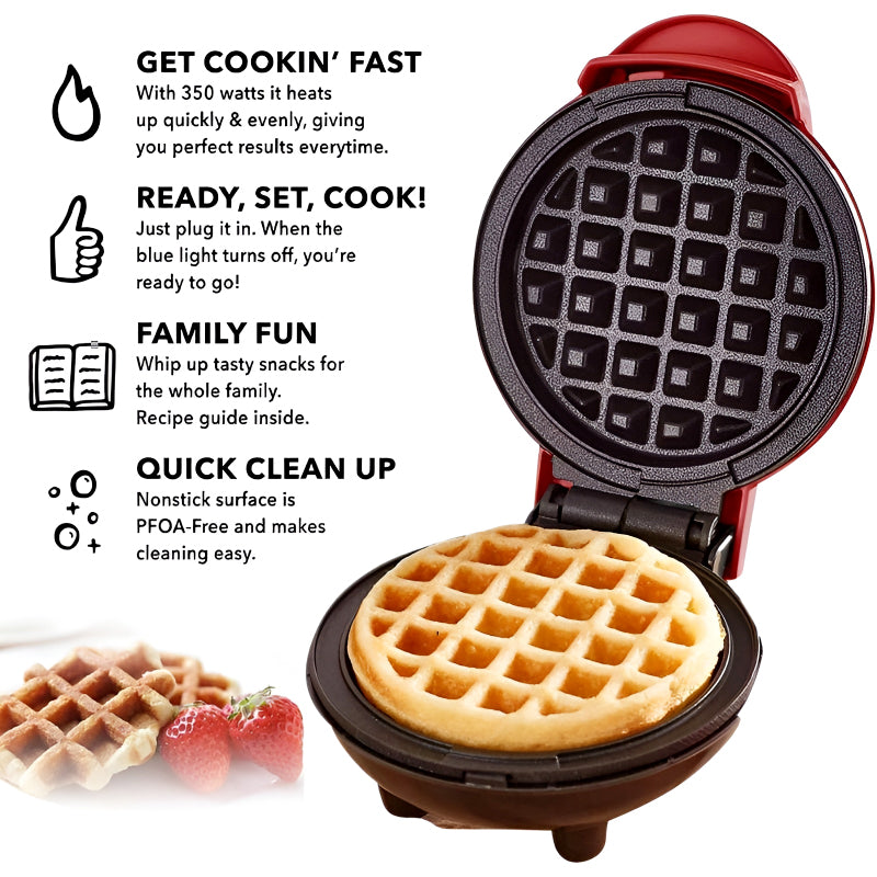 Compact 4-Inch Non-Stick 350-Watt Electric Mini Waffle Maker Machine