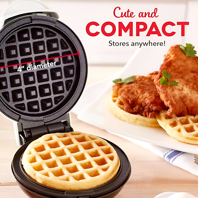 Compact 4-Inch Non-Stick 350-Watt Electric Mini Waffle Maker Machine