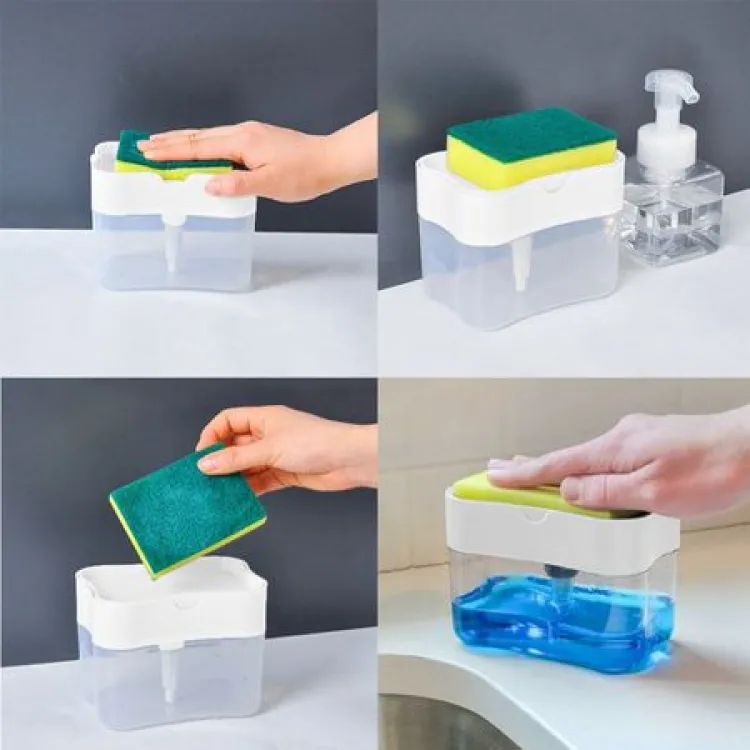 2-in-1 Soap Pump Dispenser Sponge Holder
