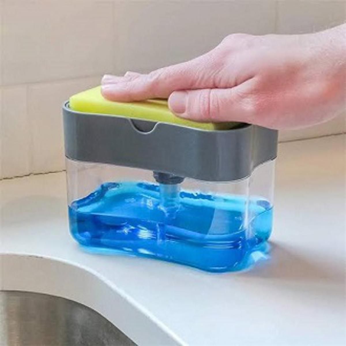 2-in-1 Soap Pump Dispenser Sponge Holder